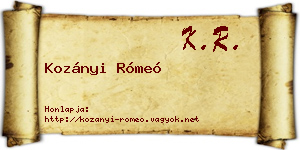 Kozányi Rómeó névjegykártya