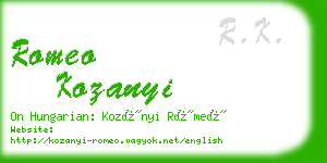 romeo kozanyi business card